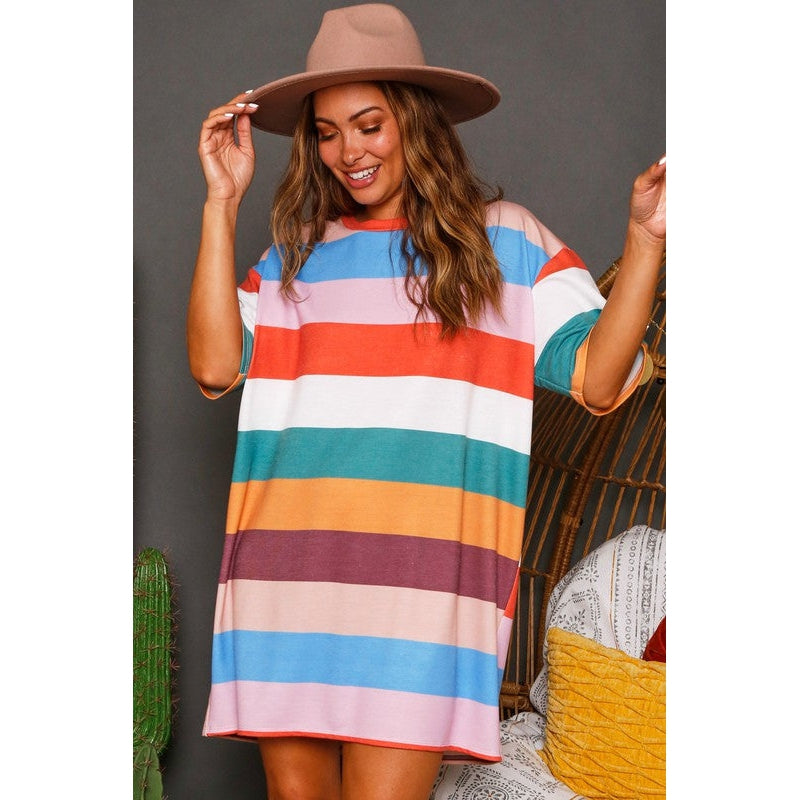 multi stripe shirt dress ASOS DESIGN mini shirt dress with ruched belt detail in multi stripe