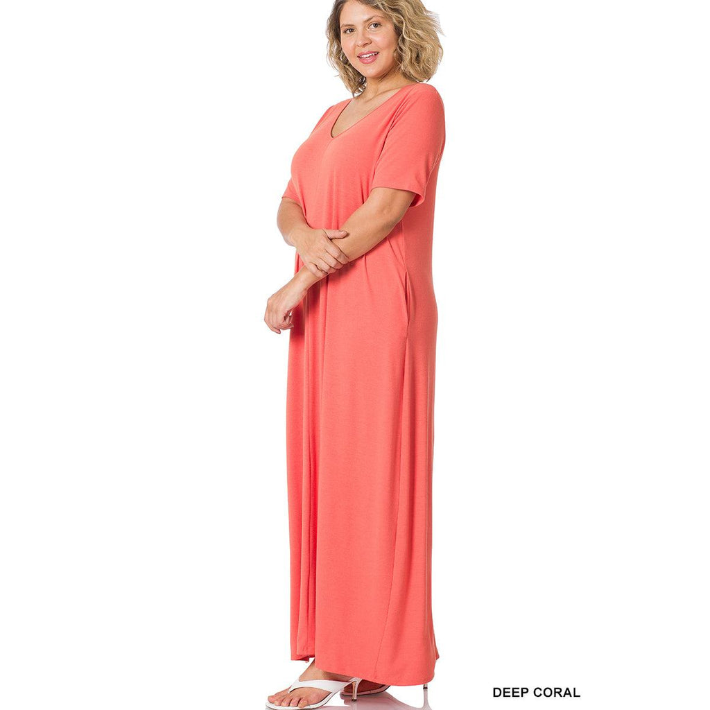 coral maxi dress maternity Coral V-Neck Sleeveless Maternity Maxi Dress